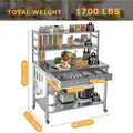 AECOJOY Stainless Steel Table with Shelves and Drawer 48"x24" Prep Table for Commercial Kitchen