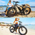 Funcid Electric Bike, 26" 4.0 Fat Tire Electric Bike for Adults 500W Adult Electric Bicycles Electric Mountain Bike W/ 48V 10.4ah Battery and Lockable Suspension Fork Ebike for Mountain Beach Snow