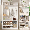 Lofka 5 - in - 1 Hall Tree with Bench and Shoe Storage, Entryway Hall Tree with Coat Rack, Adjustable Shoe Storage, 2 - Tier Top Storage, White