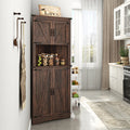 Blotout 68" Tall Farmhouse Corner Cabinet with 4 Doors, 28.3" W Barn Door Storage Cabinet with Adjustable Shelves, 5 Tier Corner Storage Cabinet for Bathroom, Living Room, Kitchen