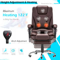 AECOJOY Office Chair with 7 Points Vibration Massage&Heat Functions, Brown Leather with Footrest