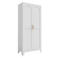 Metal Storage Cabinet with Doors and Adjustable Shelves, 71'' 2 Shapely Doors Cabinet, 5 - Tier Tall Steel Locker for Bedroom, Living Room, Office, Home, White