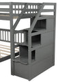 Euroco Wood Stairway Twin Loft Bed with Full Platform and Drawer