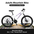 POWANLI 26" Mountain Bike for Women, 21 Speeds Mountain Bicycles with Dual Disc Brakes and 100mm Front Suspension, Pink(Gift)