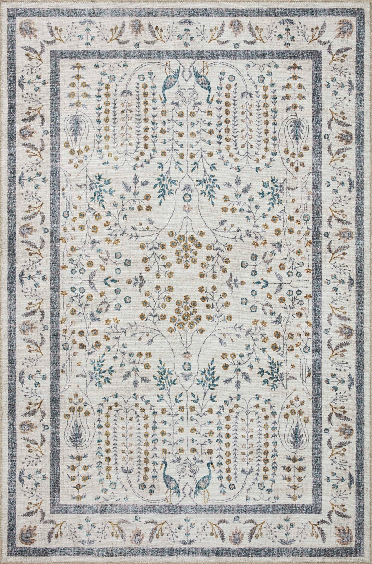 Rifle Paper Co. x Loloi Maison MAO-05 Wisteria Cream Rug Rug Size: Square 1'6"