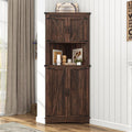 Blotout 68" Tall Farmhouse Corner Cabinet with 4 Doors, 28.3" W Barn Door Storage Cabinet with Adjustable Shelves, 5 Tier Corner Storage Cabinet for Bathroom, Living Room, Kitchen