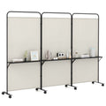 Costway 3 - Panel Room Divider with Storage Shelves 6FT Tall Folding Privacy Screen on Wheels Black