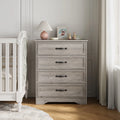 Holliwill 4 Drawer Dressers for Bedroom, Modern Wood Chest of Drawers Storage Cabinet for Living Room, Hallway, Gray