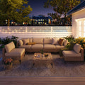 AECOJOY 7-Piece Patio Outdoor Furniture Set, Boho Outdoor Sectional Set, Light Brown&Beige