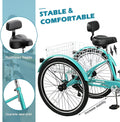 MOONCOOL Adult Tricycles with Rear Basket & Inflator, 24 26 in 7 Speed 3 Wheel Bikes, Three - Wheeled Bicycles Adult Trike with Backrest for Seniors, Women, Men