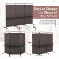 Costway 3 - Panel Room Divider with Storage Shelves 6FT Tall Folding Privacy Screen on Wheels Black