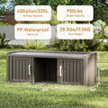 KAMABOKO Outdoor Shoe Storage Cabinet, Waterproof UV - Resistant Entryway Storage Bench Indoor Outdoor with 2 Barn Doors, Adjustable Shelves for Entryway, Bedroom, Hallway, Living Room(Black)