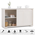 Costway Kitchen Storage Cabinet Sideboard Buffet Cupboard Wood Sliding Door Pantry Cream White