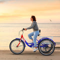 MOONCOOL Adult Tricycles with Rear Basket & Inflator, 24 26 in 7 Speed 3 Wheel Bikes, Three - Wheeled Bicycles Adult Trike with Backrest for Seniors, Women, Men
