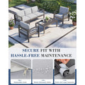 AECOJOY Aluminum Patio Furniture Set, 4 Pieces Outdoor Sectional Sofa Set, Light Gray